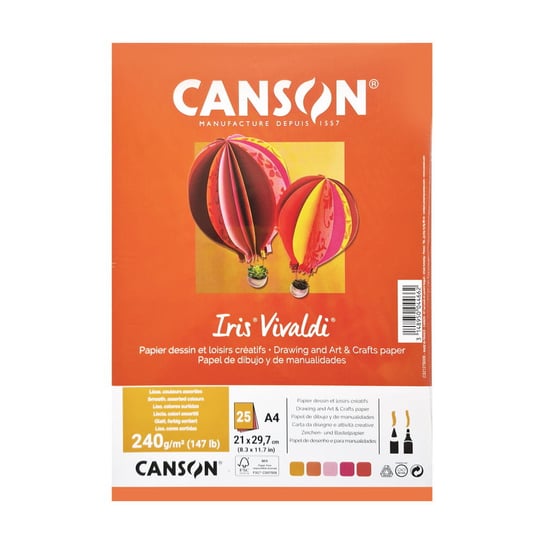 Karton Canson Iris Vivaldi - A4 - 185 G - 5 Kolorów - Odcienie Pomarańczowe Inna marka