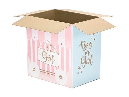 Karton do poczty balonowej, Boy or Girl, 60x40x60 cm, 5 sztuk PartyDeco