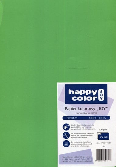 Karton kolorowy, Joy A4, zielony, 25 arkuszy Happy Color