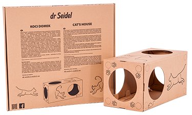 Kartonowy domek dla kota DR SEIDEL, 24,5x24,5x48 cm Dr Seidel