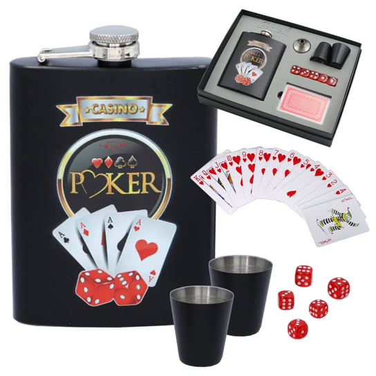 Karty do Pokera z Piersiówką I Kieliszkami Zestaw Prezentowy Gentelo