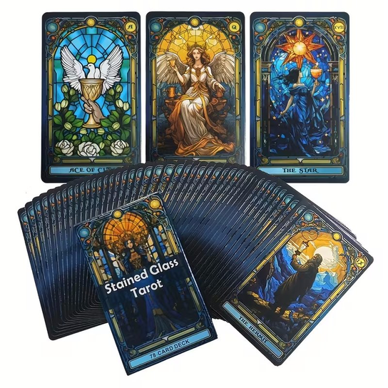 Karty do Tarota w Stylu Witrażu Stained Glass Tarot Talia 78 kart