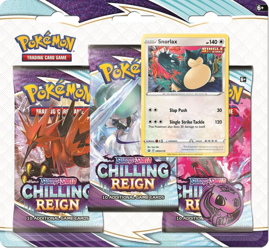 Karty Pokemon TCG: 6.0 Sword and Shield Chilling Reign Three-Booster Blister Snorlax Pokemon Company International