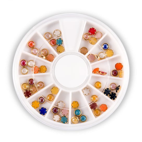 Karuzela z ozdobami (B9) drop perłowe mix kolorów - akcesoria do zdobień na lakier hybrydowy, żel i akryl AlleBeauty