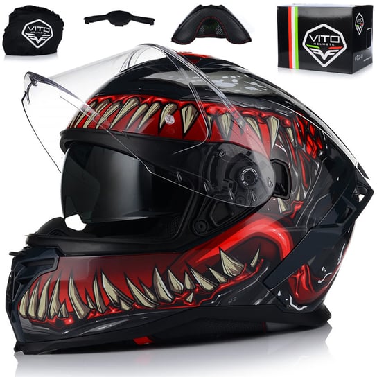 KASK MOTOCYKLOWY | VITO PRESTO | MONSTER VENOM SYSTEM PINLOCK + BLENDA XL Inna marka