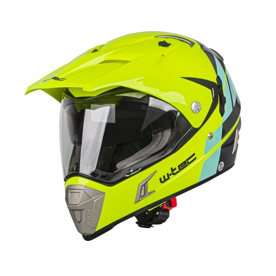 Kask motocyklowy z blendą W-TEC Dualsport, Fluo Yellow-Blue, XS (53-54) W-TEC