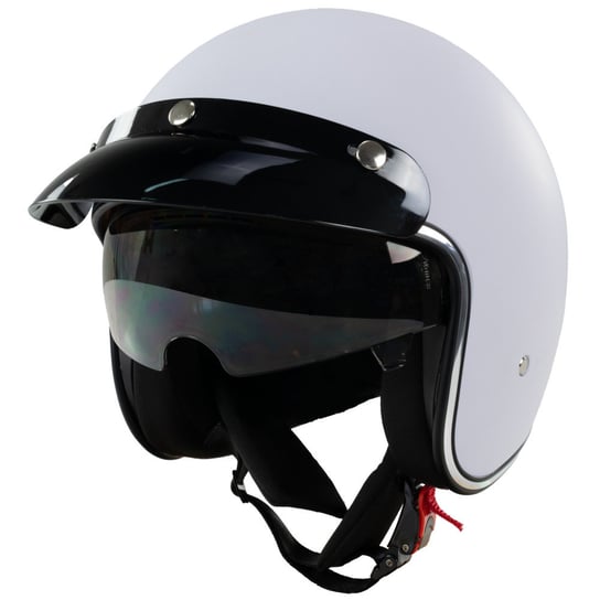 Kask na skuter motocyklowy otwarty z daszkiem BB 588 -przyciemniona blenda XL biały mat Bili Bike