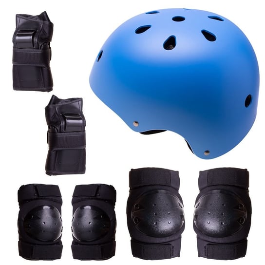 Kask + ochraniacze na rolki, deskorolkę, rower - niebiesko czarny, rozmiar S Hedo