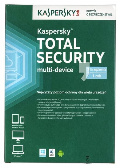 KASPERSKY Total Security Multi-Device, BOX, DVD, 3 stanowiska, polski 