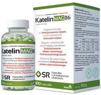 Katelin, MAG B6 magnez witamina B6,  Suplement diety, 100 kaps. LEKAM