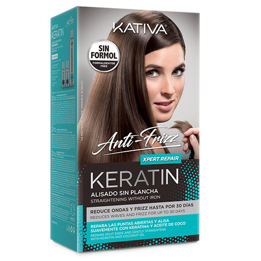Kativa Xpert Repair Keratin KIT Blue | Zestaw do keratynowego prostowania włosów (bez użycia prostownicy, wersja regenerująca włosy) Kativa