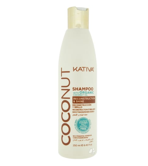 Kativia, kokosowy szampon do włosów odbudowujący i nadający połysku, 250 ml Kativia