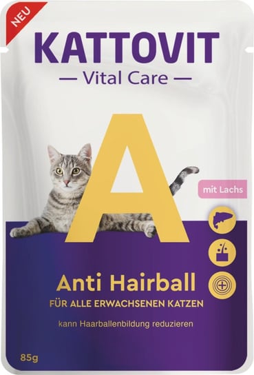 Kattovit Vital Care Anti Hairball Z Łososiem 85g Przeciw Kulom Włosowym Kattovit