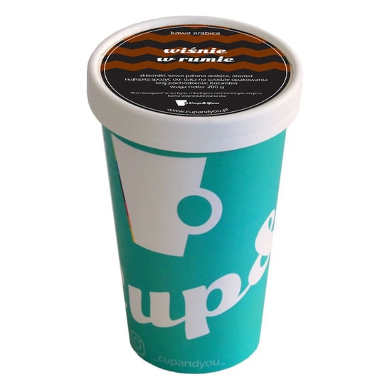 Kawa aromatyzowana WIŚNIE W RUMIE arabica ziarnista najlepsza smakowa deserowa 200g Cup&You