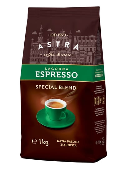 Kawa Astra Łagodna Espresso ziarnista 1kg ASTRA COFFEE & MORE
