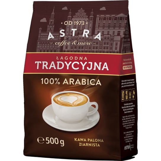 Kawa Astra Łagodna Tradycyjna ziarnista 500g ASTRA COFFEE & MORE