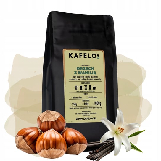 Kawa Kafelov smakowa ORZECH Z WANILIĄ 250G mielona Kafelov