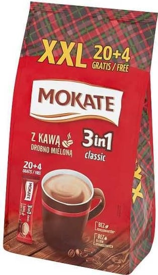Kawa rozpuszczalna drobno mielona Mokate 3w1 XXL 24 Sztuki Mokate