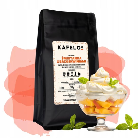 Kawa smakowa mielona 1 kg ŚMIETANKA Z BRZOSKWINIAMI arabika świeżo palona Kafelov
