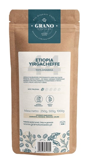 Kawa średnio mielona Granotostado ETIOPIA YIRGACHEFFE 250g grano