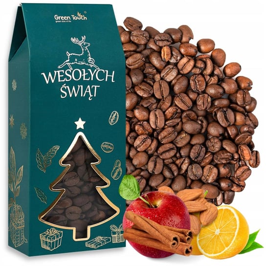 Kawa świąteczna ziarnista smakowa CICHA NOC cynamon jabłko 120 g w pudełku Green Touch