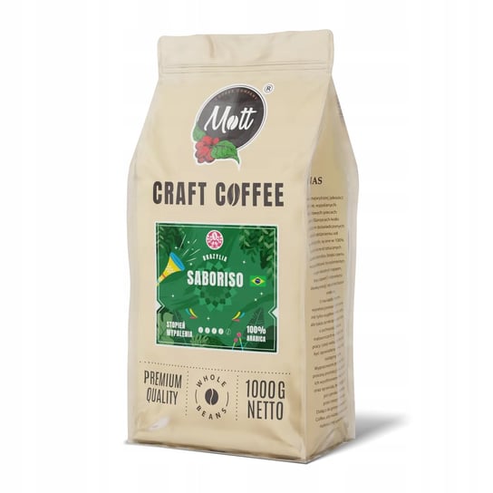 Kawa ziarnista 1kg - 100% Arabica - Świeżo Palona - Brazylia Saboriso Mott Coffee
