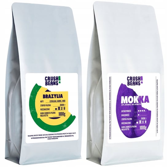 Kawa ziarnista 2kg BRAZYLIA + MOKKA Crush Beans Kafelov