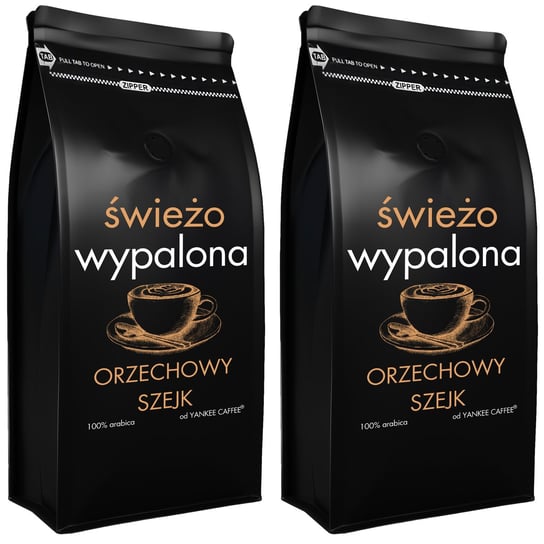 Kawa ziarnista 2kg ŚWIEŻO PALONA 100% Arabica smakowa ORZECHOWA (2x1kg) Yankee Caffee