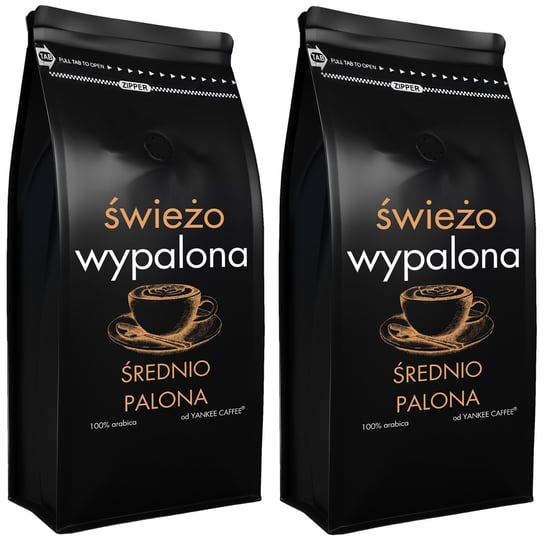 Kawa ziarnista 2kg ŚWIEŻO ŚREDNIO PALONA 100% Arabica (2x1kg) Do ekspresu Yankee Caffee