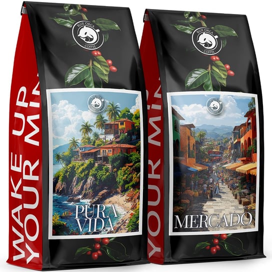 Kawa ziarnista 2x1kg  - PURA VIDA+MERCADO - 100% Arabica ŚWIEŻO PALONA Blue Orca Coffee