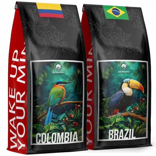 Kawa Ziarnista 2X1Kg Świeżo Palona Brazil+Kolumbia - 100% Arabica-Blue Orca Blue Orca Coffee