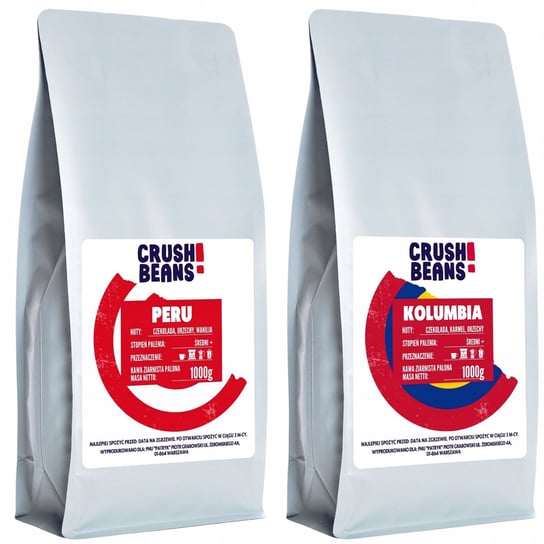 Kawa ziarnista Arabica 2kg PERU + KOLUMBIA zestaw Kafelov