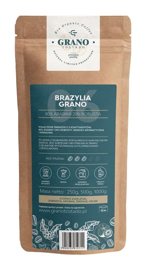 Kawa ziarnista Brazylia Grano mieszanka 80% Arabica 20% Robusta 250g. Grano Tostado