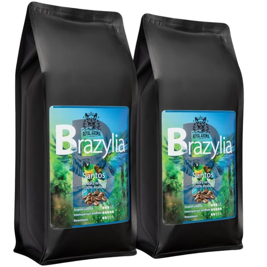 Kawa Ziarnista Brazylia Santos 1kg 2 szt. 100% Arabica Świeżo Palona Royal Aroma Coffee Royal Aroma Coffee