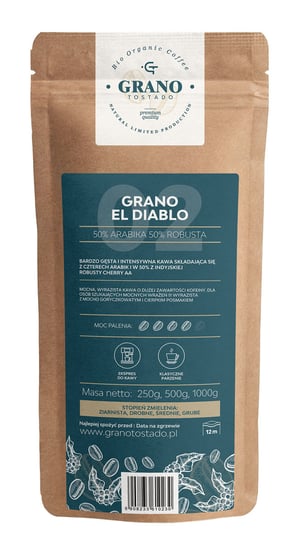 Kawa ziarnista Grano El Diablo espresso blend mieszanka 50% Arabica, 50% Robusta 1000g. Grano Tostado