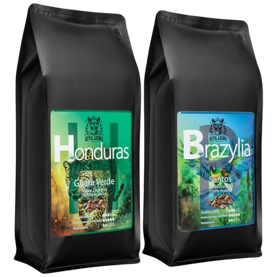Kawa Ziarnista Honduras + Brazylia Santos 1kg 2 szt. 100% Arabica Świeżo Palona Royal Aroma Coffee Royal Aroma Coffee