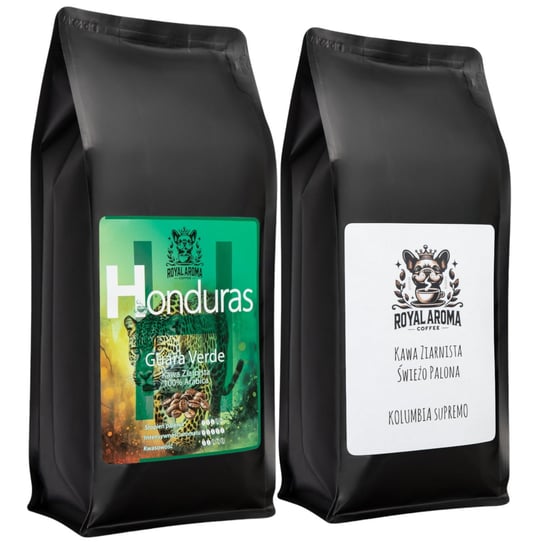 Kawa Ziarnista Honduras + Kolumbia Supremo 1kg 2 szt. 100% Arabica Świeżo Palona Royal Aroma Coffee Royal Aroma Coffee