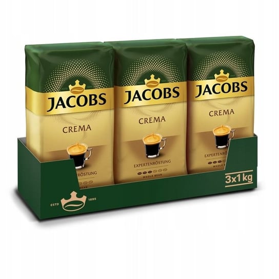 Kawa ziarnista Jacobs Crema zestaw 3x 1kg intensywność 3/6 Jacobs