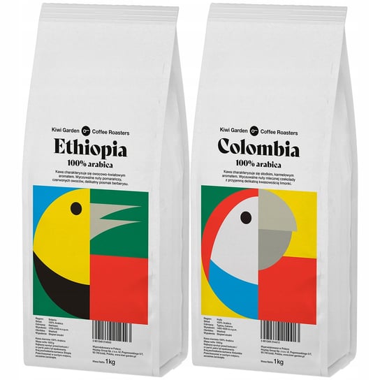 Kawa ziarnista Kolumbia + Etiopia świeżo palona Kiwi Garden