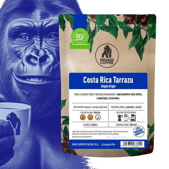 Kawa ziarnista Kostaryka Tarrazu 1 kg arabika świeżo palona Ingagi Coffee