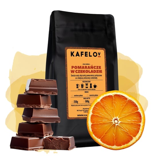 Kawa ziarnista smakowa Pomarańczowo Czekoladowa 250 g świeżo palona Kafelov