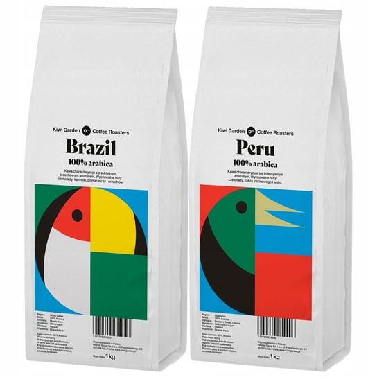 Kawa Ziarnista Świeżo Palona 2X1Kg Brazylia Peru Kiwi Garden
