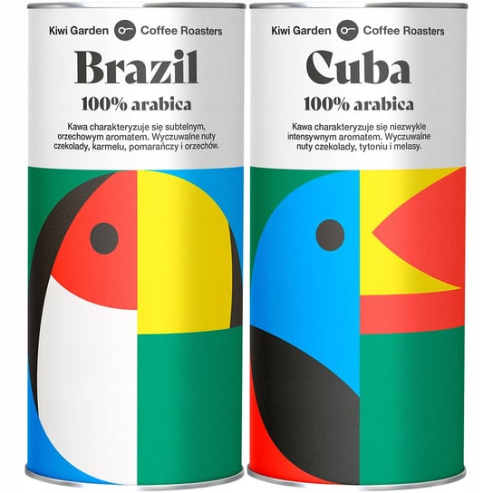 Kawa ziarnista Świeżo palona Arabika zestaw 2x200g Brazylia+Kuba Kiwi Garden
