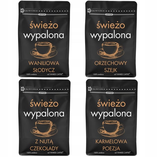Kawa ziarnista Świeżo Palona Zestaw próbek 4x200g mix do degustacji prezent ZWd Yankee Caffee