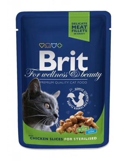 Kawałki kurczaka w sosie Brit Premium Cat Adult Sterilised, 100 g Brit