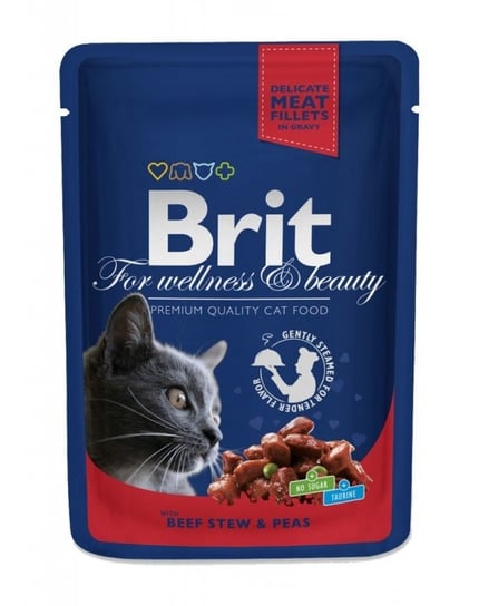 Kawałki wołowiny z groszkiem Brit Premium Cat Adult, 100 g Brit