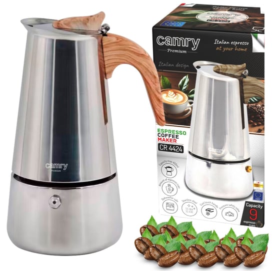 Kawiarka indukcyjna Camry 450ml, stal nierdzewna, mycie w zmywarce, termoizolowany uchwyt, producent Camry, SKU CR4424 Camry