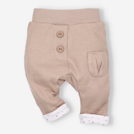 Kawowe spodnie niemowlęce STARS z bawełny organicznej dla dziewczynki-56 NINI