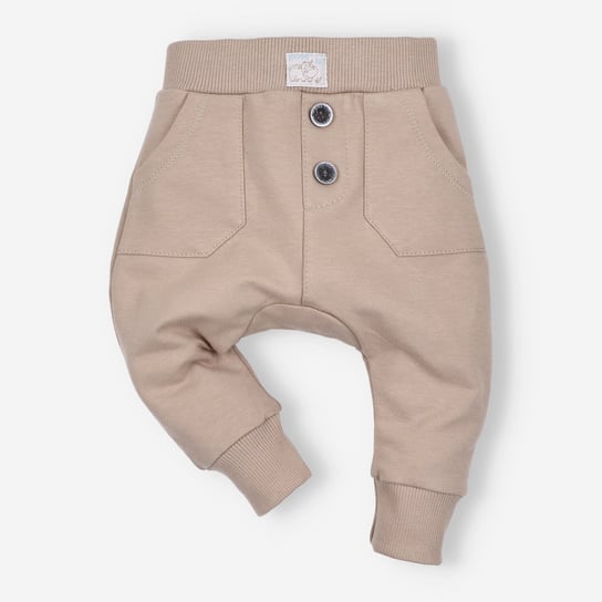 Kawowe spodnie niemowlęce  ZOO z bawełny organicznej dla chłopca-68 NINI