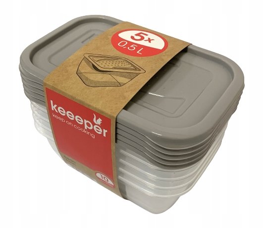 KEEEPER zestaw 5 pojemników 0,5 litra szary Keeeper